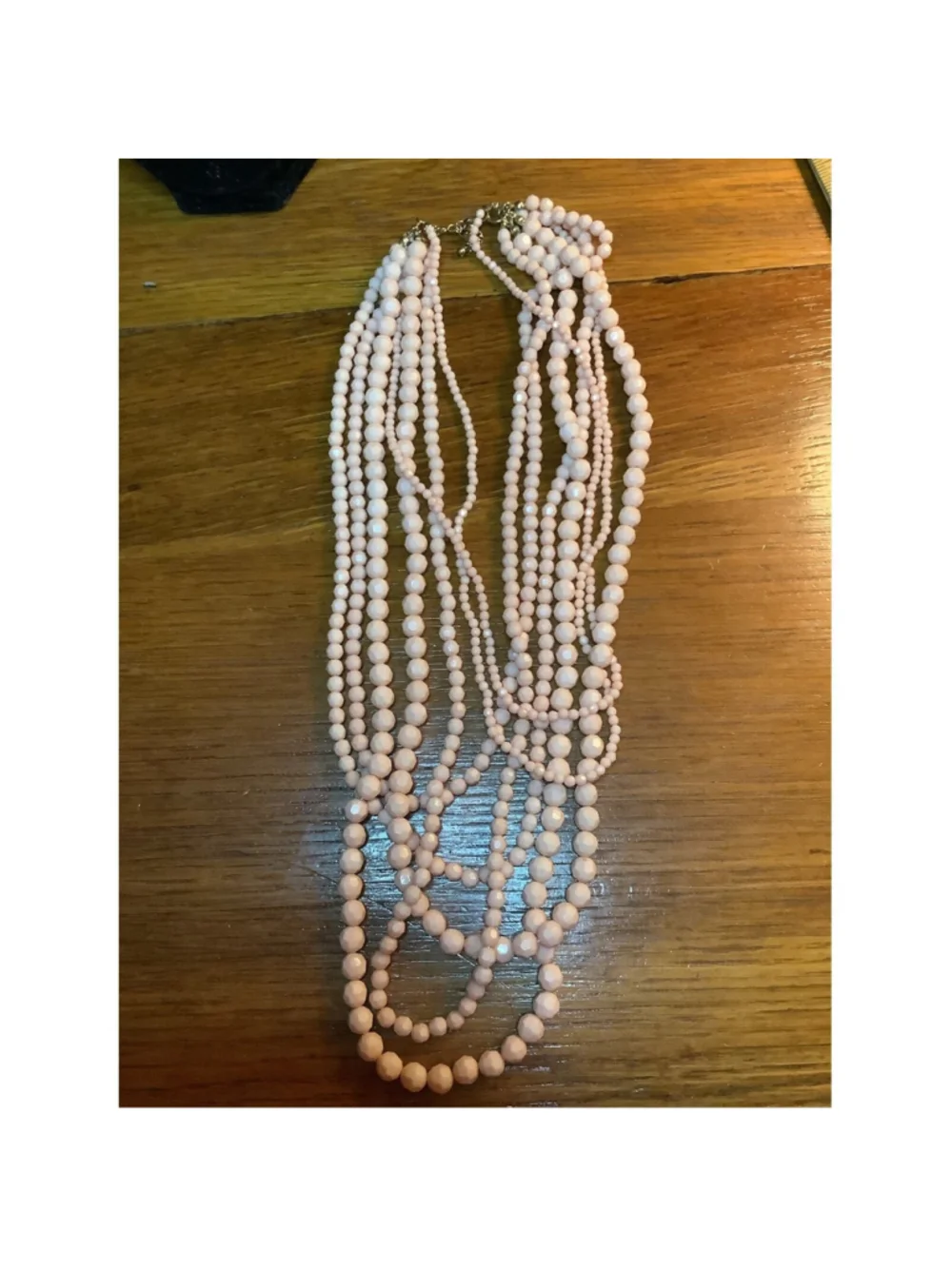 Multi Strand Pink Faceted Beaded Necklace